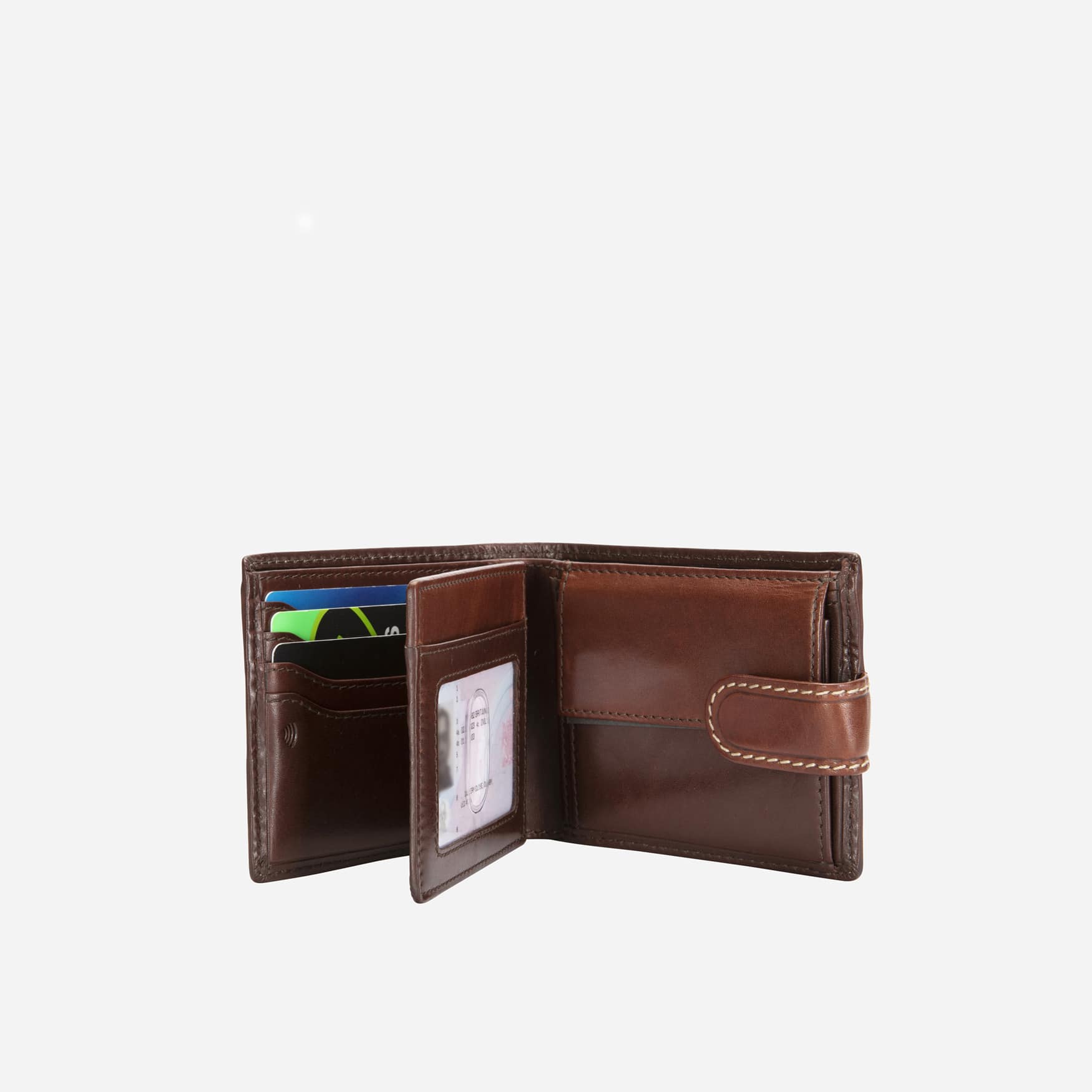 Bifold Wallet With Coin And ID Window, Mocha