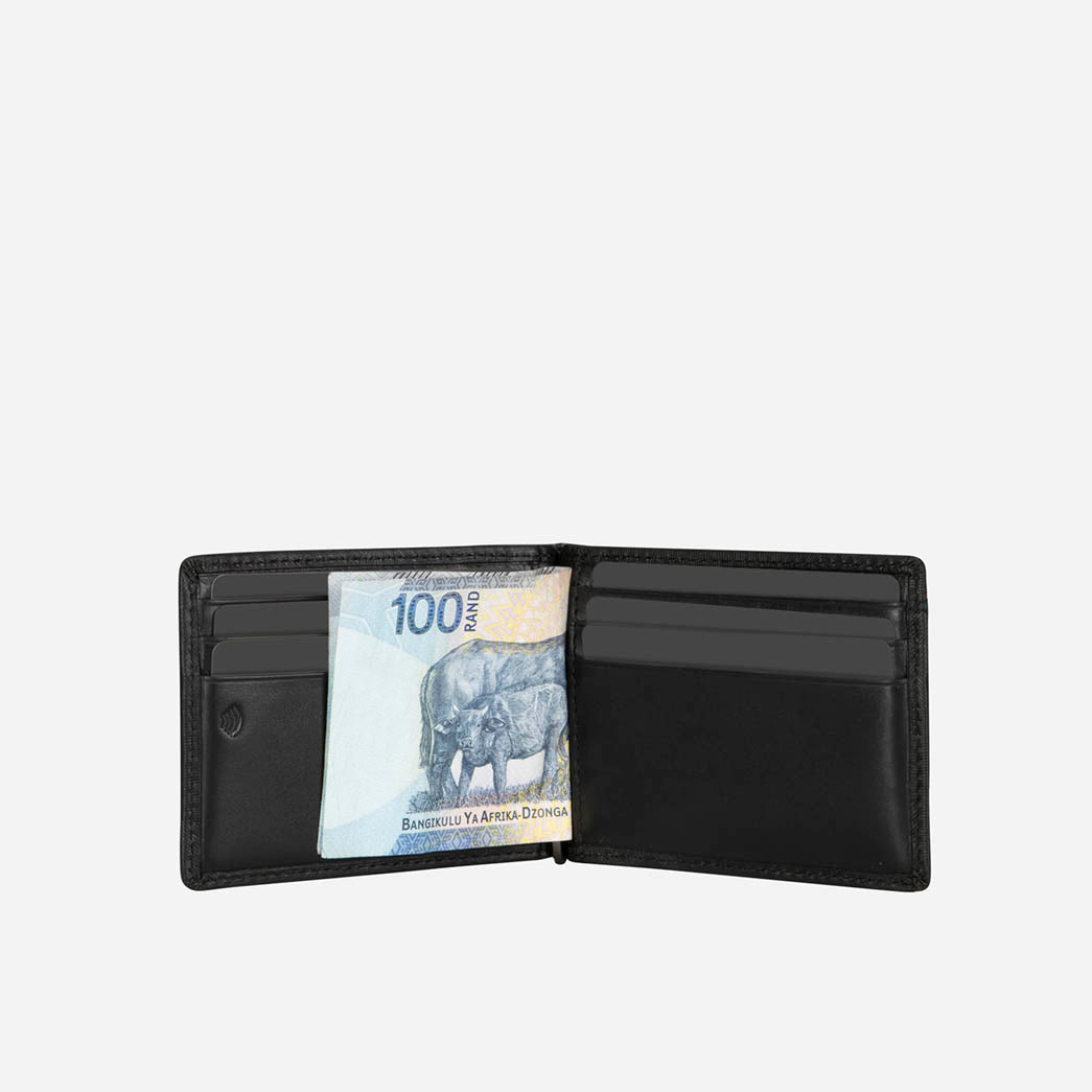 Leather Money Clip Wallet, Camo Black