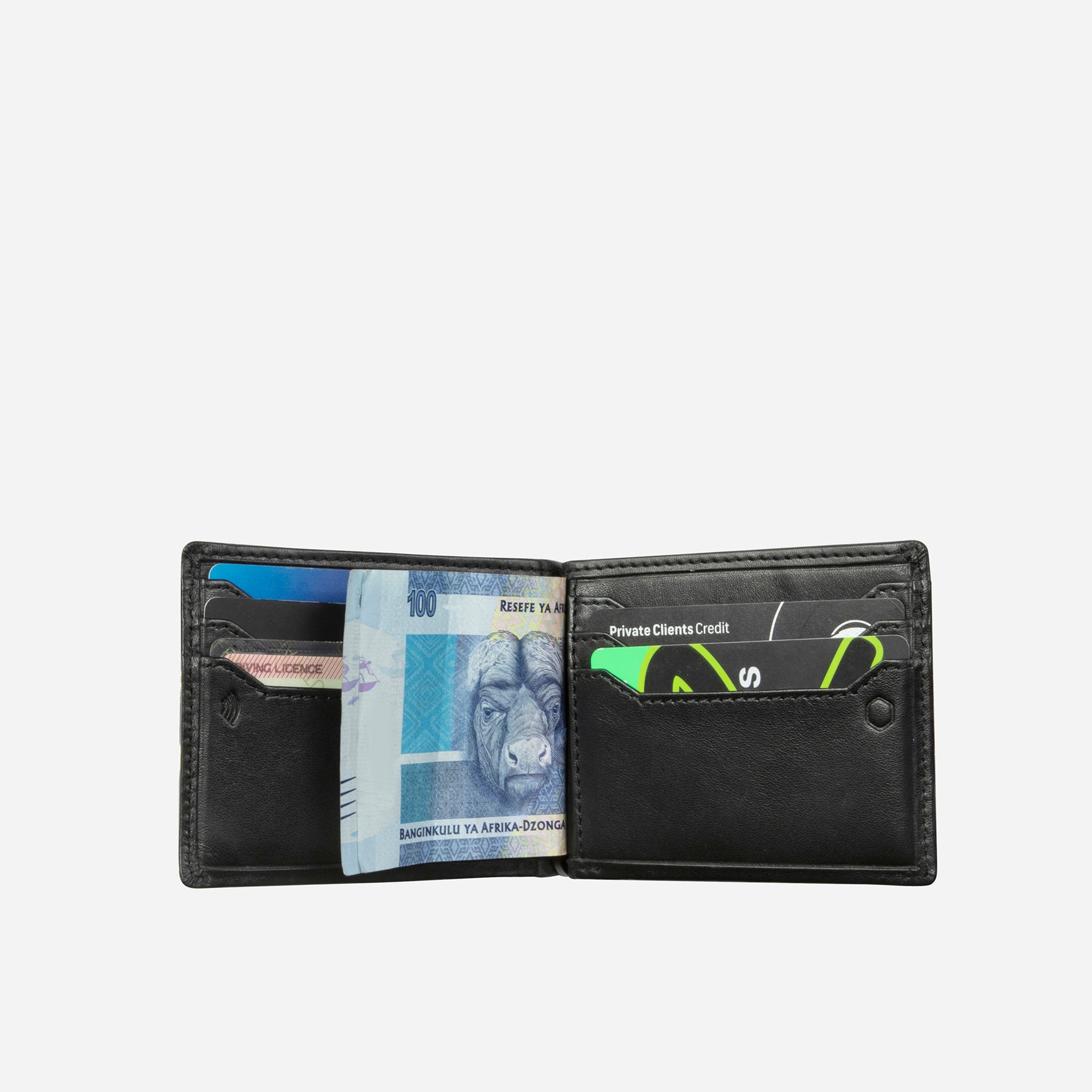 Leather Money Clip Wallet, Black