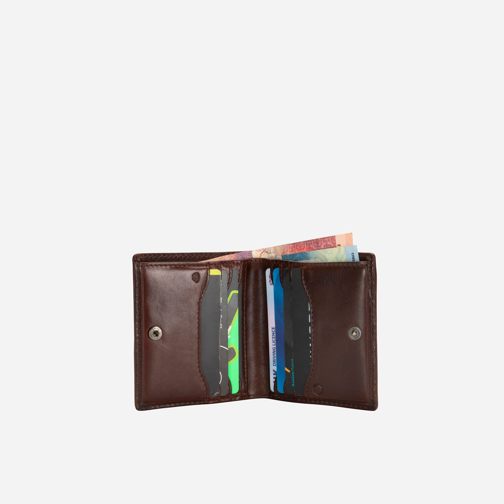 Slim Bifold Card Holder With Coin, Mocha