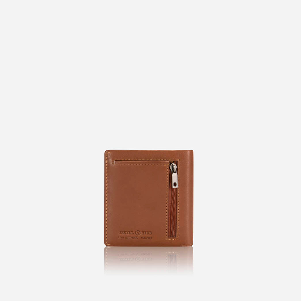 Slim Bifold Card Holder With Coin, Tan