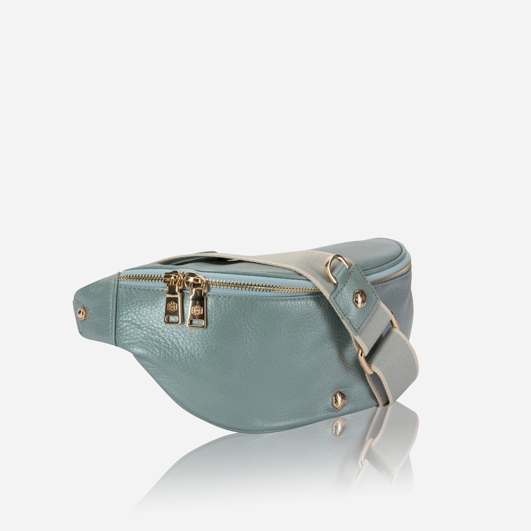 Geneva Ladies Leather Waist Bag, Sky Blue