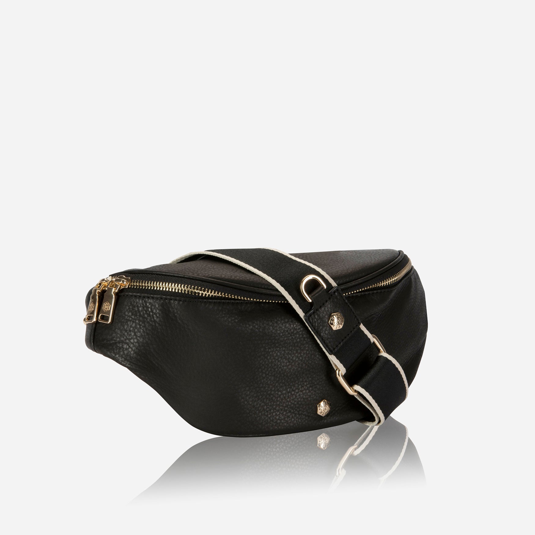 Geneva Ladies Leather Waist Bag, Black