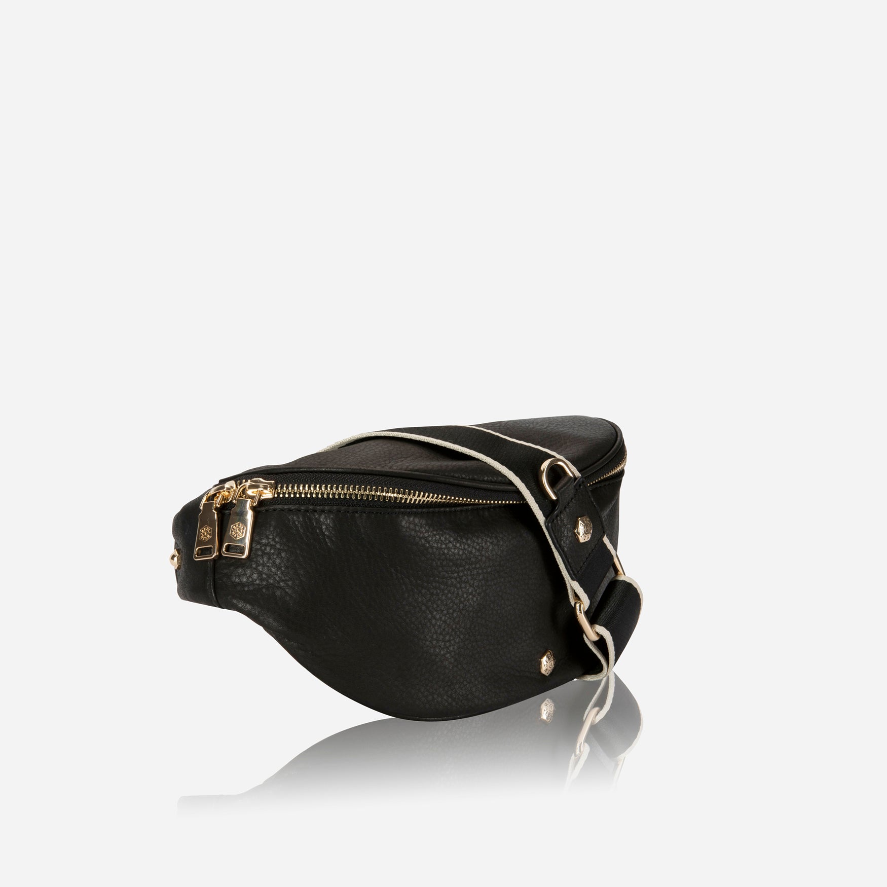 Geneva Ladies Leather Waist Bag, Black