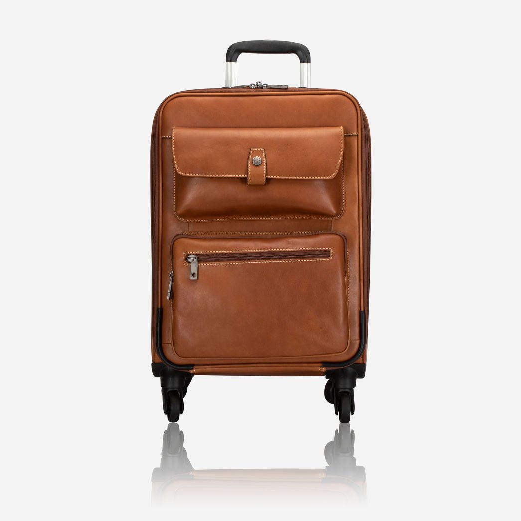 4-wheel cabin trolley 50cm in Colt leather by Jekyll & Hide, carry-on luggage, front view