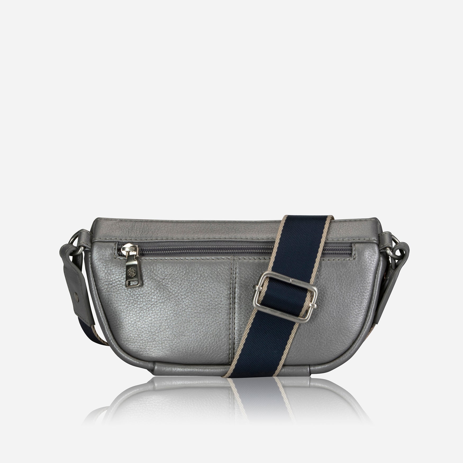 Slim Ladies Leather Waist Bag, Blue Beetle