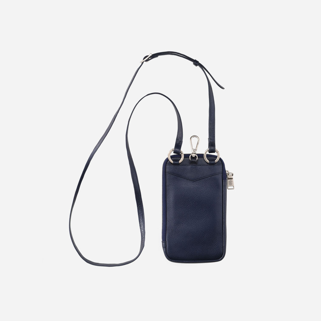 Mobile Phone Pouch With Strap, Metallic Indigo