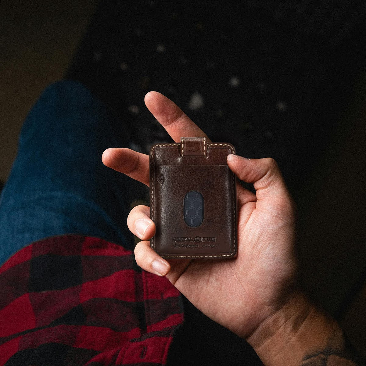 Compact Tab Card Holder, Mocha