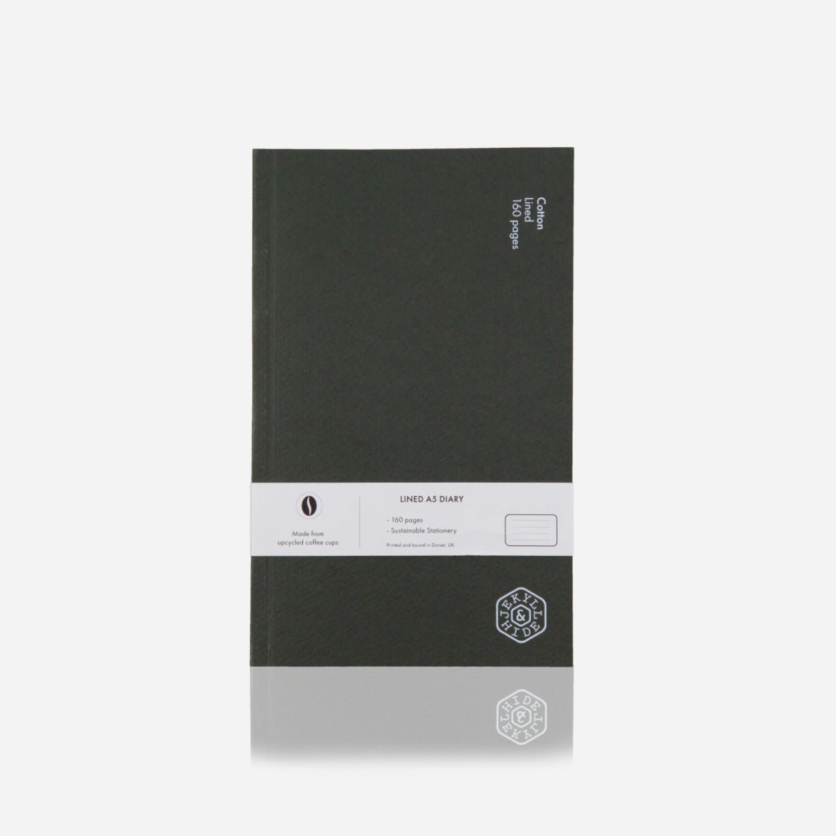 A5 Notebook 160 Pages,A5 Notebooks,Jekyll & Hide,Olive,  front view