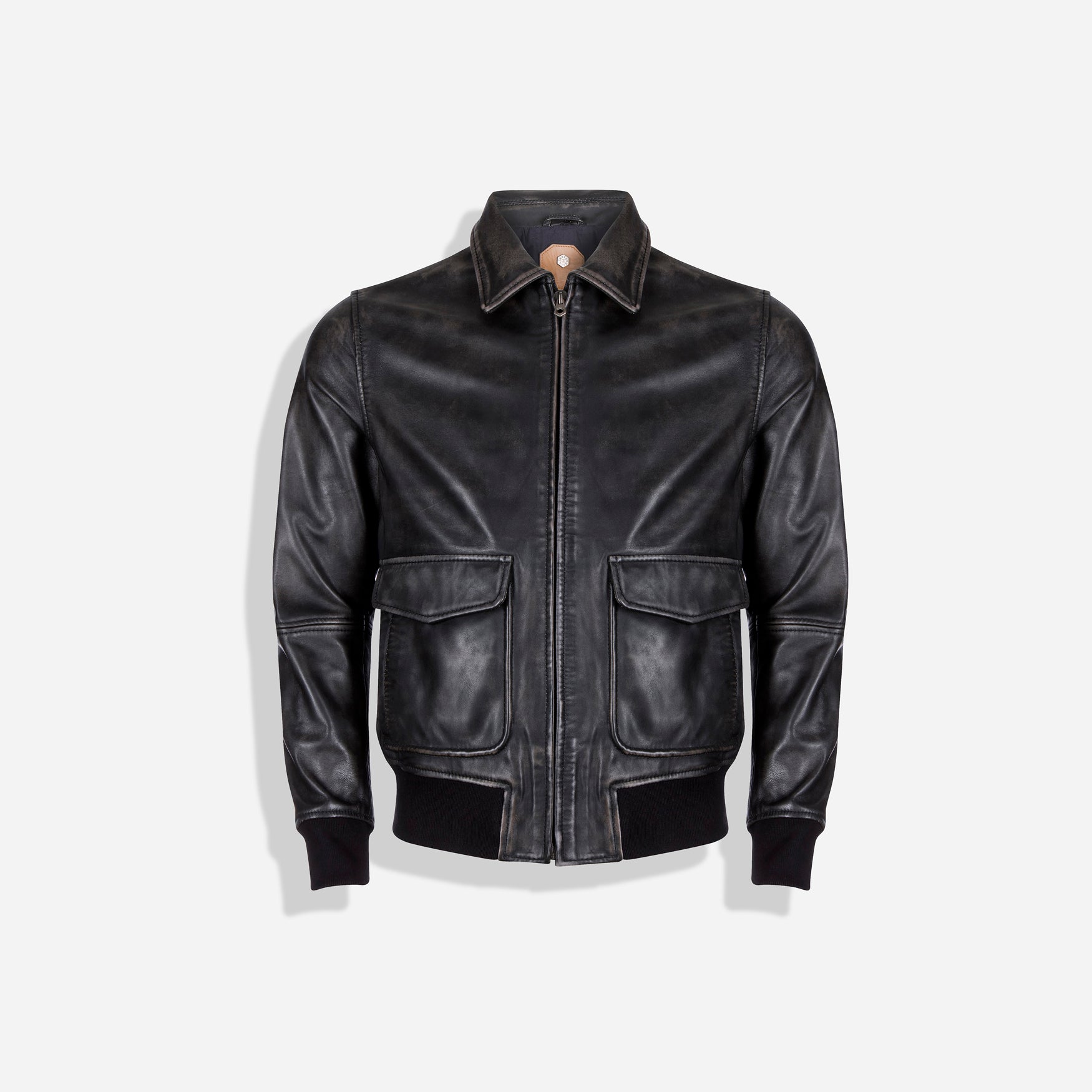 Bomber Jacket, Black,Jackets,Jekyll & Hide,Black,Medium,  front view without collar