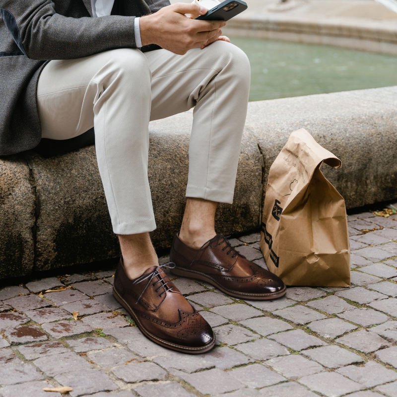 Lace up Comfort Brogue, Navy