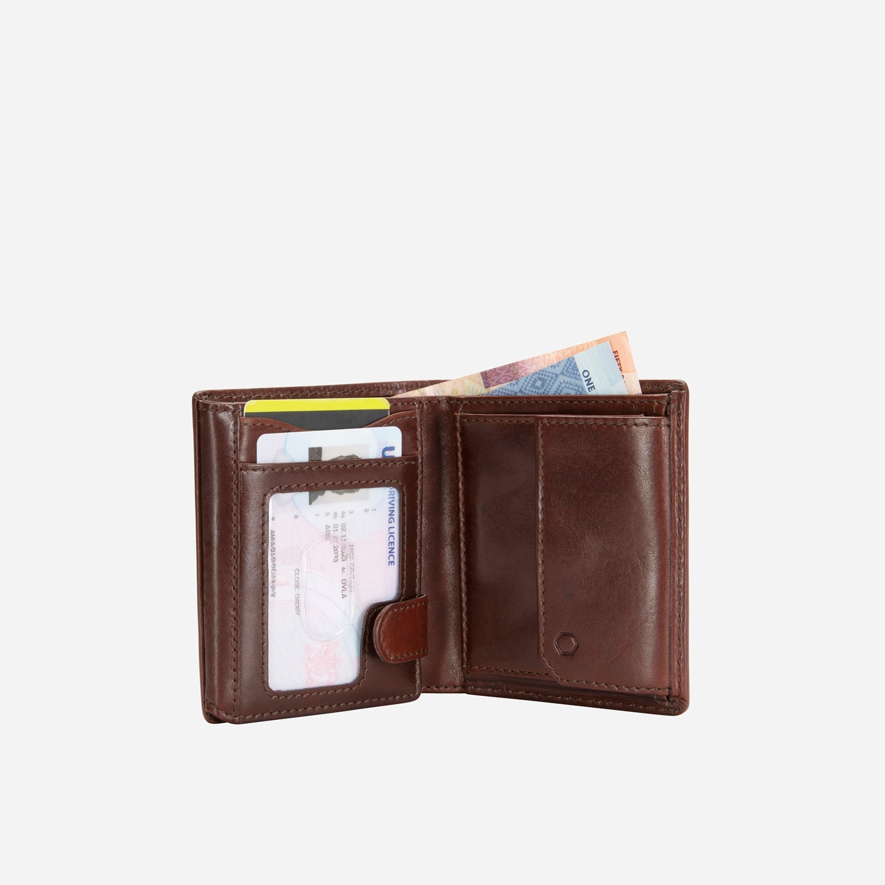 Large Bifold Wallet With ID Window,Wallet,Jekyll & Hide,Mocha, inside with cards