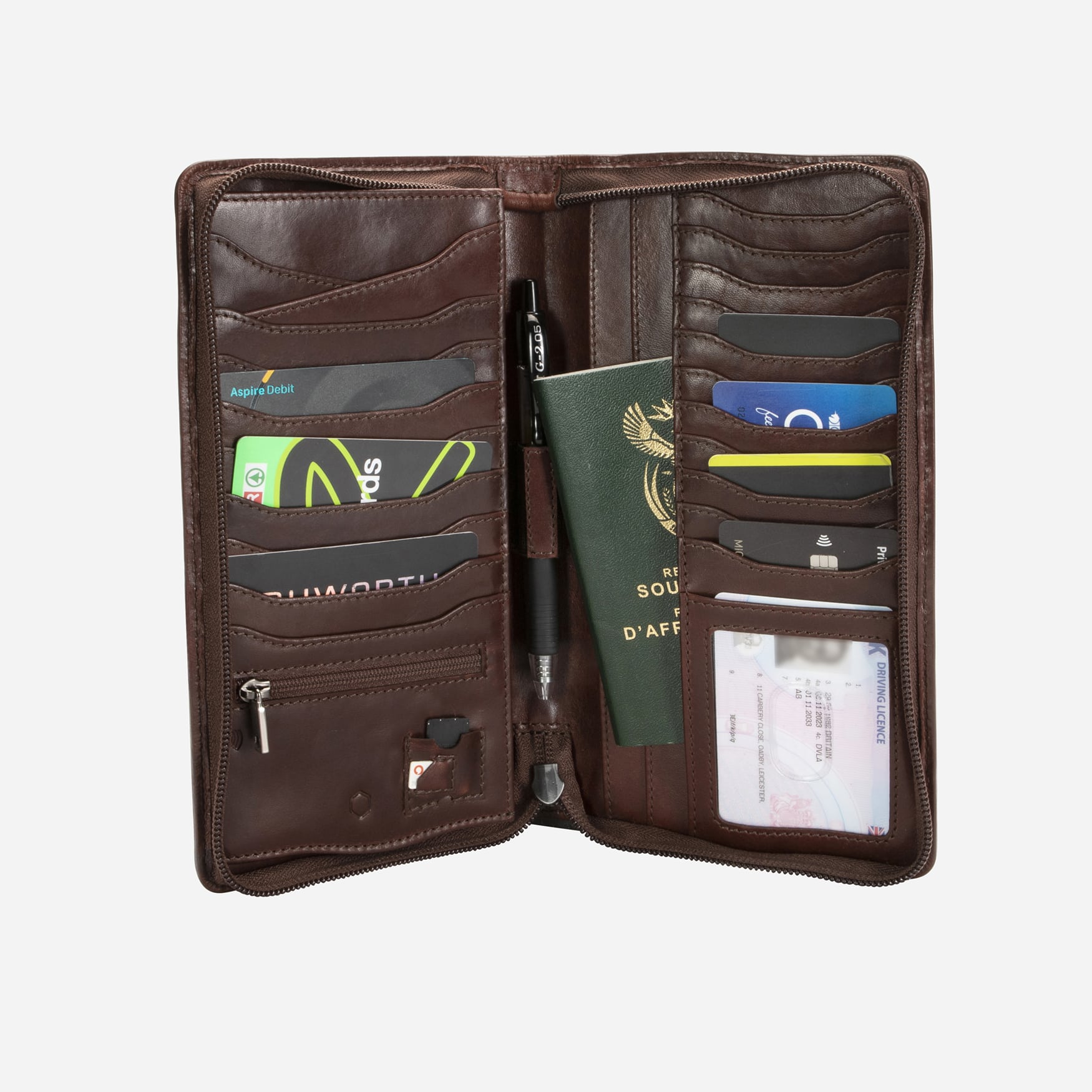 Large Zip - Around Travel And Passport Organiser, Mocha,Wallet,Jekyll & Hide,Mocha,,