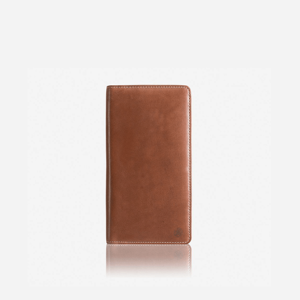 Large zip-around travel and passport organiser in clay leather by Jekyll & Hide, front view