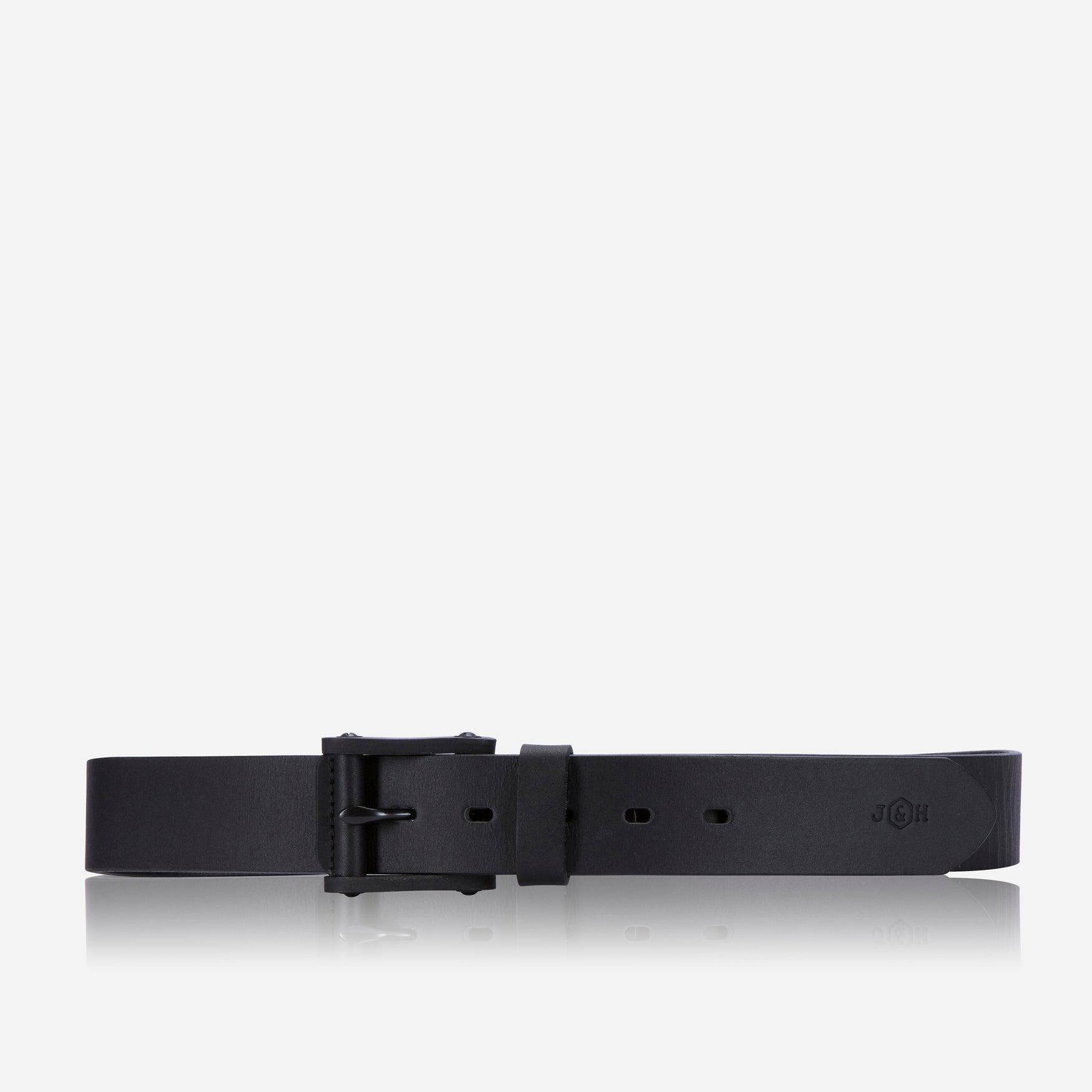 Leather Belt with Signature Buckle, Black,Belt,Jekyll & Hide,Black,32 Inch Waist,