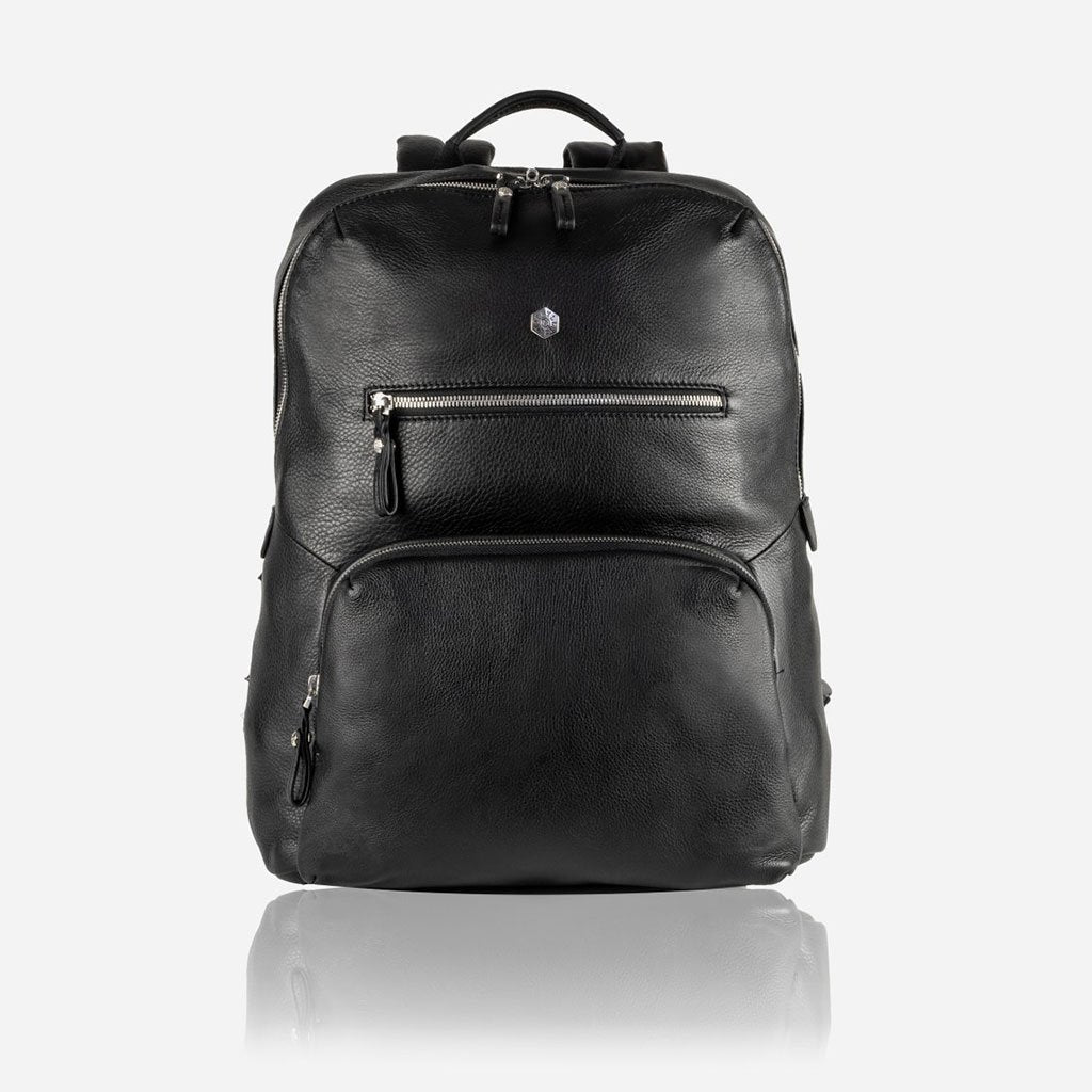 Single Compartment Backpack 40cm, Soft Black,Backpacks,Jekyll & Hide,Black, front view