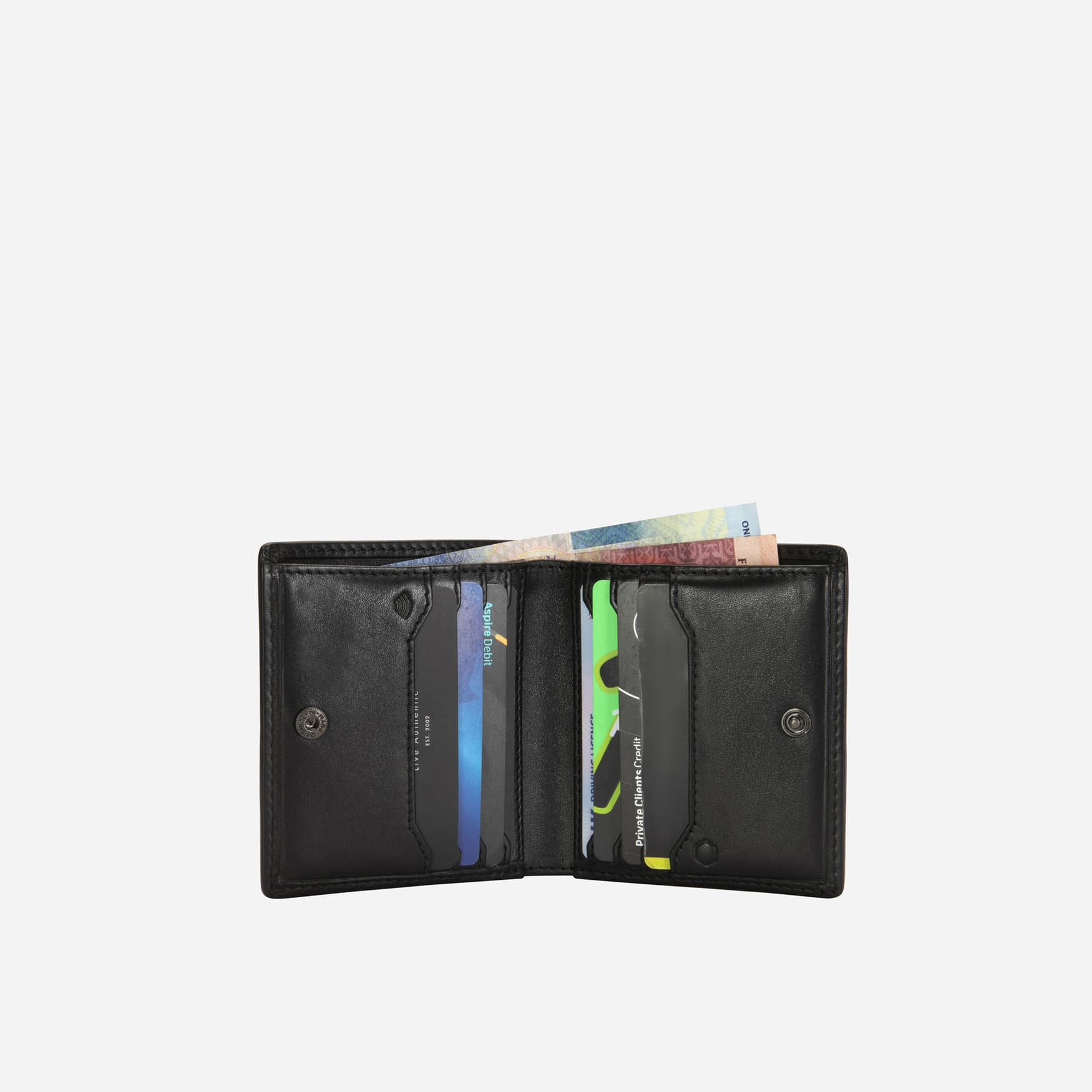 Slim Bifold Card Holder With Coin,Wallet,Jekyll & Hide,Black,,