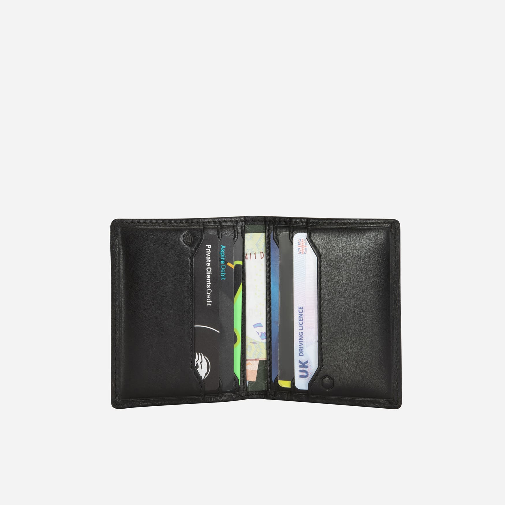 Slim Bifold Card Holder,Wallet,Jekyll & Hide,Black, inside view