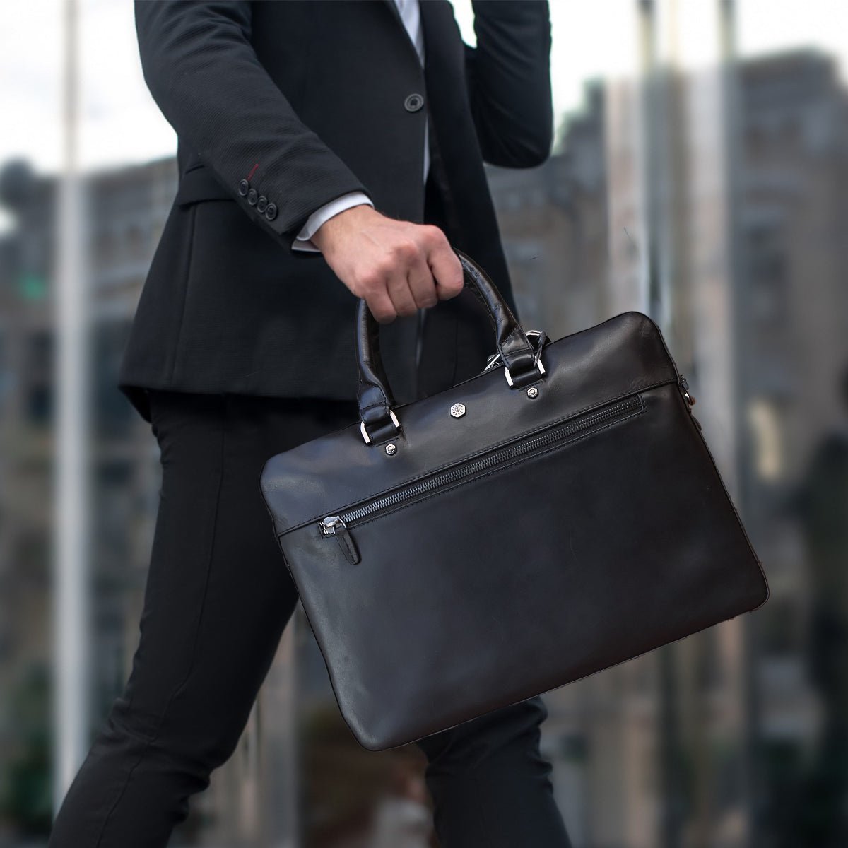 Slim Zip Top Briefcase,Briefcases,Jekyll & Hide,Black,,