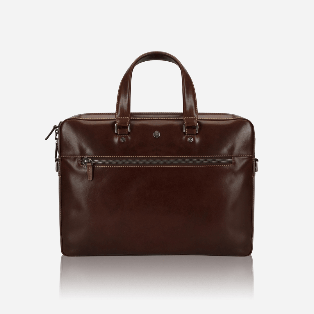 Slim Zip Top Briefcase,Briefcases,Jekyll & Hide,mocha,  front view