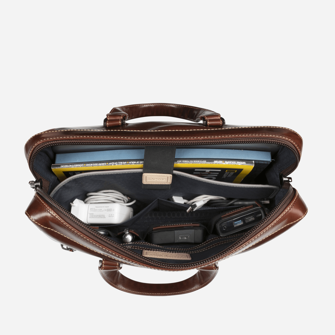 Slim Zip Top Briefcase,Briefcases,Jekyll & Hide,mocha,  inside view